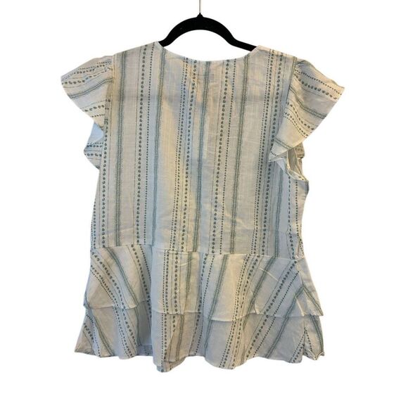 NEW Flag & Anthem Regan Flutter Sleeve Tiered Blouse sz L Boho peplum Cottagecor - Picture 5 of 10